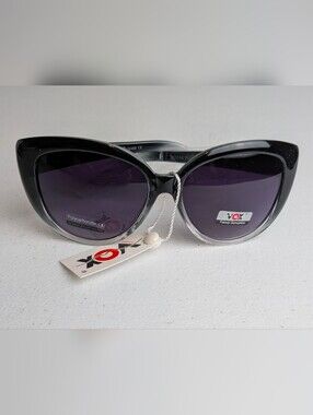 VOX Women's Black Clear Oversized Cat Eye Trendy Polycarbonate Sunglasses UV400